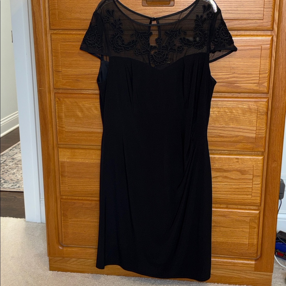 Jessica Howard Embroidered Illusion Neckline Cocktail Dress Size 16